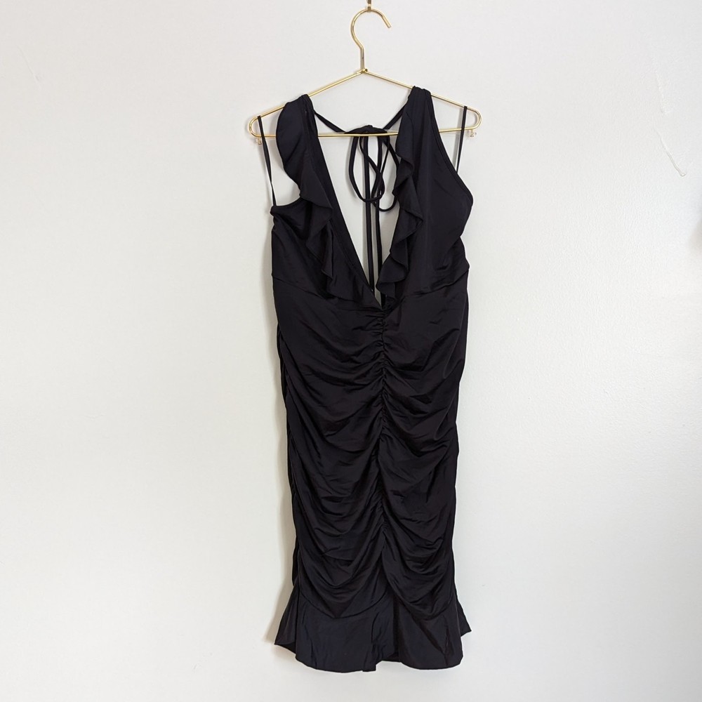 Shein Sxy Black Rouched Slouchy Halter Dress 3XL NWT